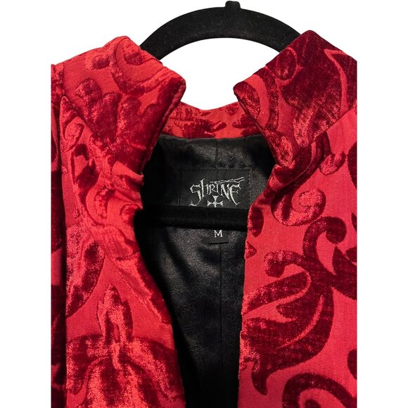 Shrine Of Hollywood Red Velvet Necromantic Gothic Vest Cassock Coat Star Buckles - Picture 5 of 7